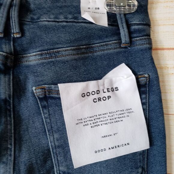 Good American Good Legs Crop Cotton/Elastane Stretchy Skinny Jeans Size 6/28 - Picture 5 of 8